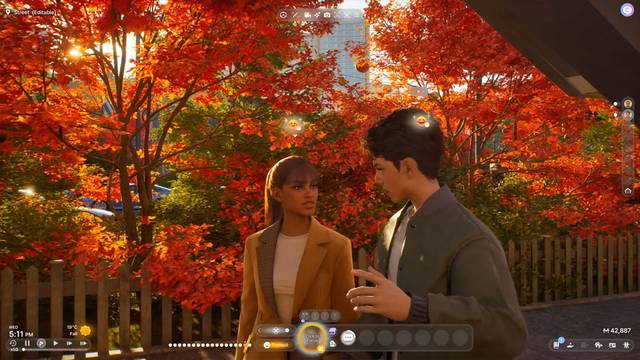 Example of inZOI gameplay showing Zois interacting in the city