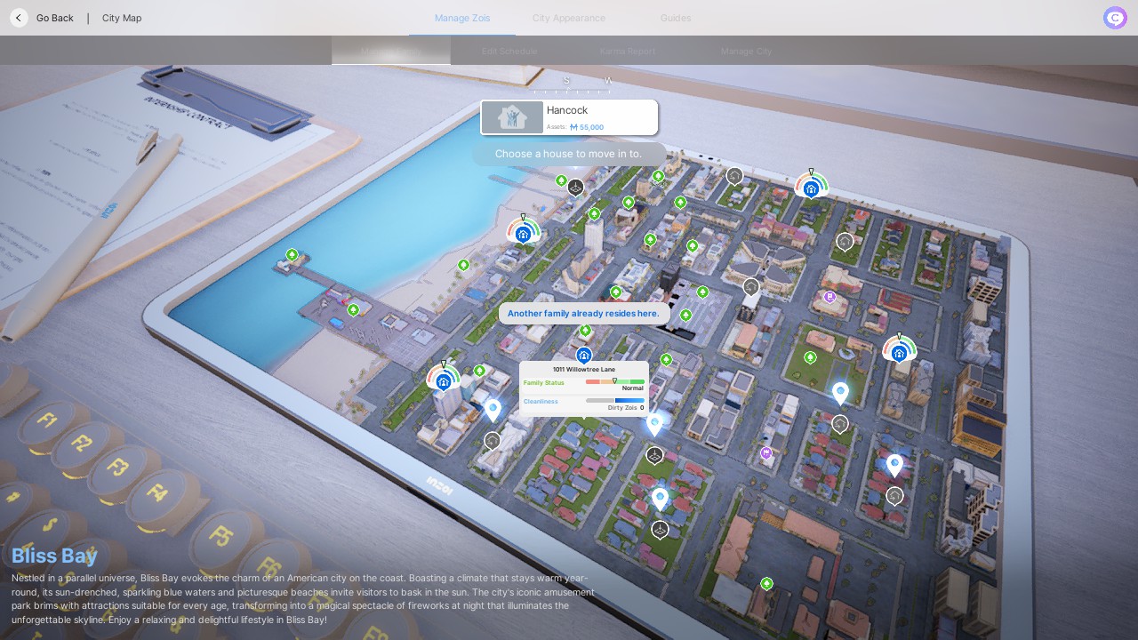 inZOI city map with lot selected